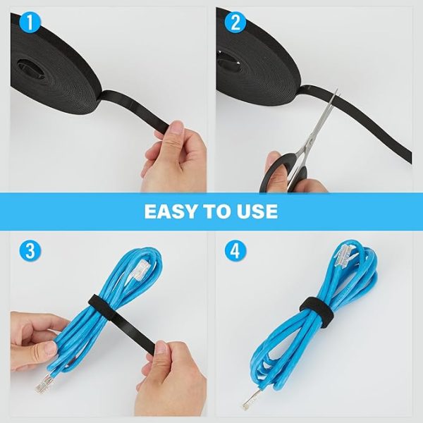 Hook and Loop Roll, Reusable Fastening Cable Ties - 1 Roll - Image 4