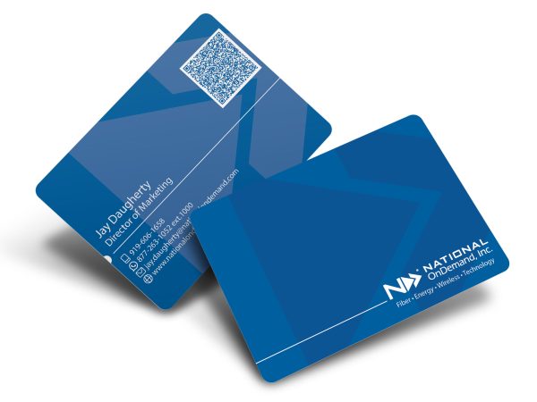 National OnDemand Business Cards - Blue Design with QR