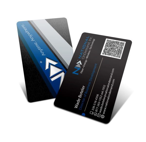 National OnDemand Business Cards - Black Pattern Design with QR