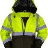 ANSI Class III: 2-IN-1 Black Bottom Bomber Jacket w/Removable Fleece Liner